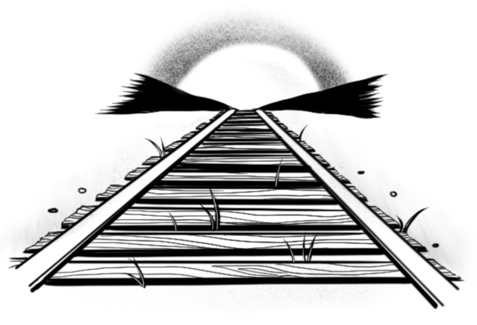 Train tracks in the sunset